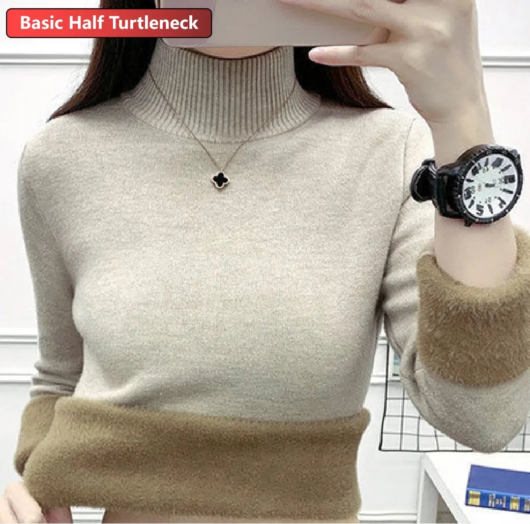 Women’s Turtleneck Velvet-Lined Winter Sweater