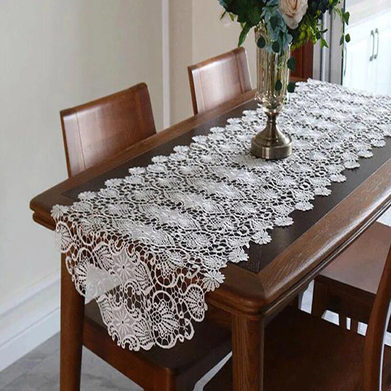 Luxury Flower Embroidery bed Table Runner flag cloth cover Coffee Christmas Party home tablecloth Wedding New year decor-Arlik interiors