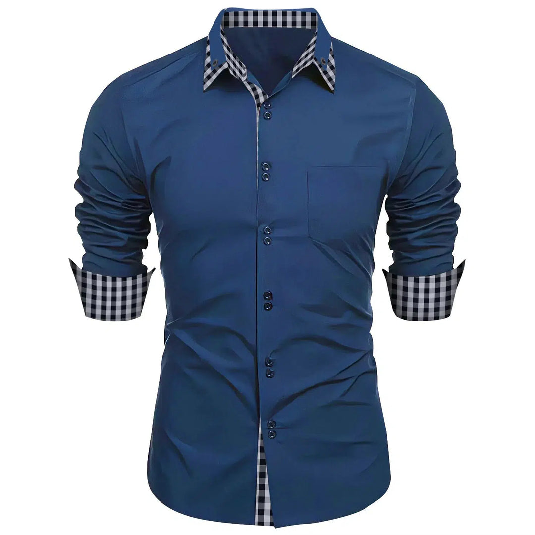 Cross-border new fashion trend men's spring autumn men's plaid shirt-Shirts-Bennys Beauty World