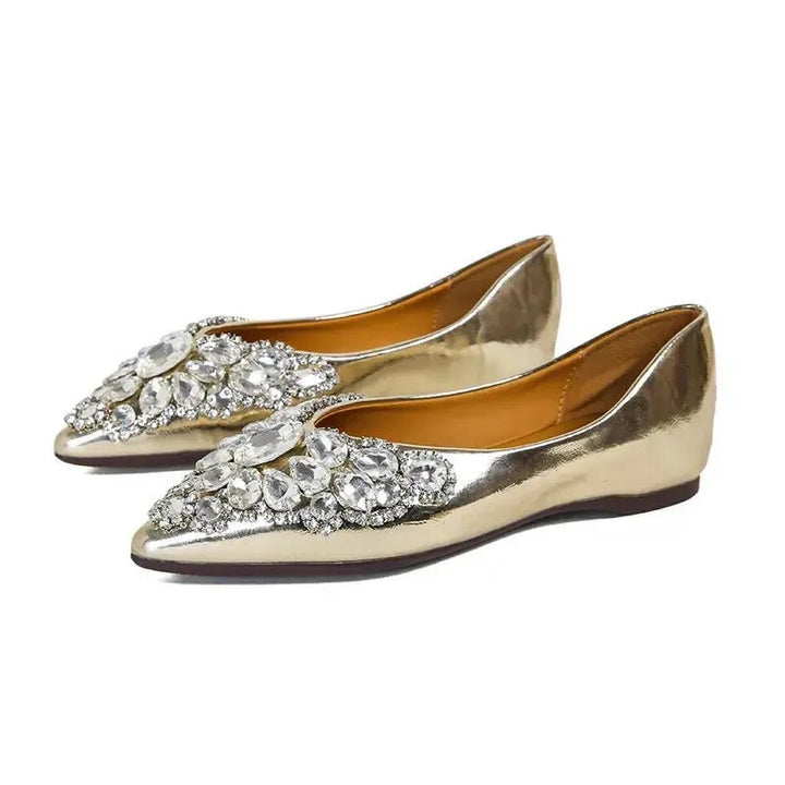 Crystal Rhinestone Pointed - Toe Flats - Bennys Beauty World