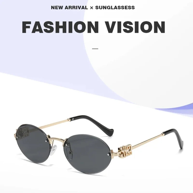 Oval Rimless Sunglasses | UV400 Anti-Glare Unisex Eyewear