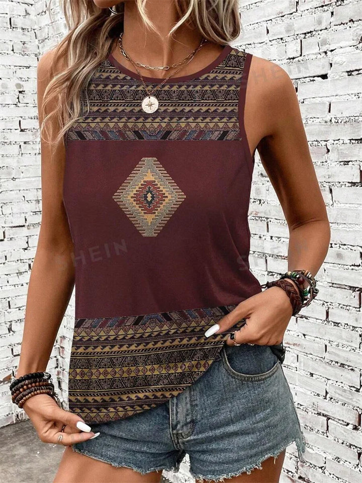 Leopard Print Crew Neck Tank Top