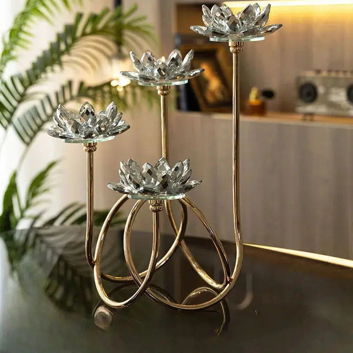 Crystal Candles Lotus Metal Candle Holder Candleholder Wedding Centerpieces Candle Stick Holder Home Decoration Accessories-Arlik interiors