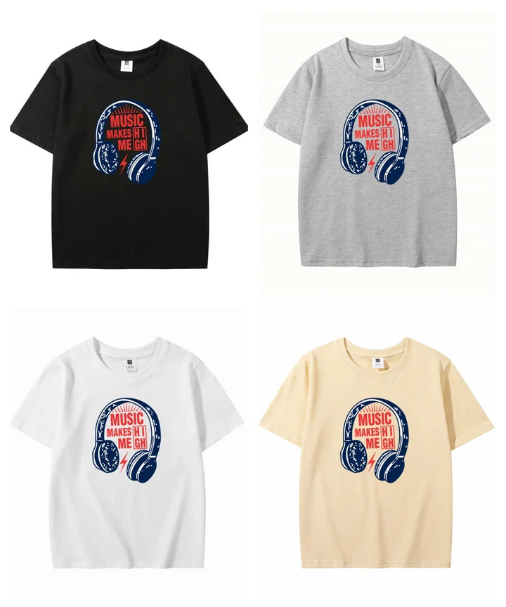 Kids Music Print T-Shirt | Short Sleeve DJ Tee
