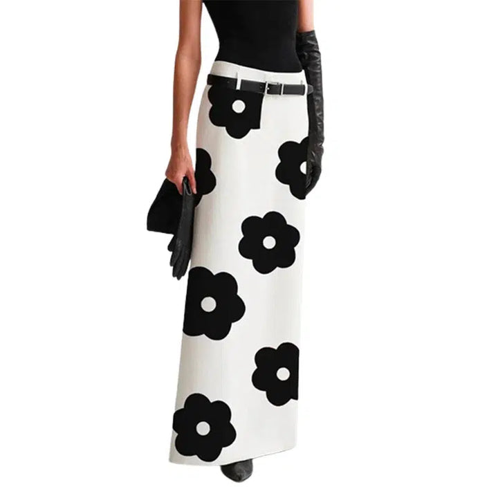 Women's Floral Print Split-Back Elegant Skirts