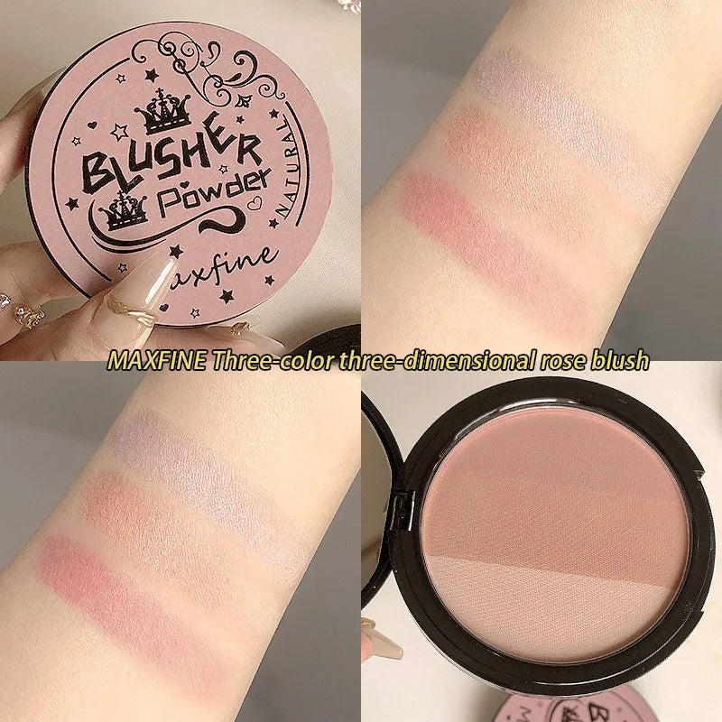 Three-colour Blush Palette, Delicate, Long-lasting
