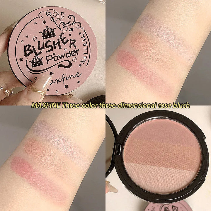 Three-colour Blush Palette, Delicate, Long-lasting