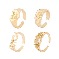 Shaped Rings Vintage Alloy Letter Cutout Heart Rings Set Of Four BENNYS 