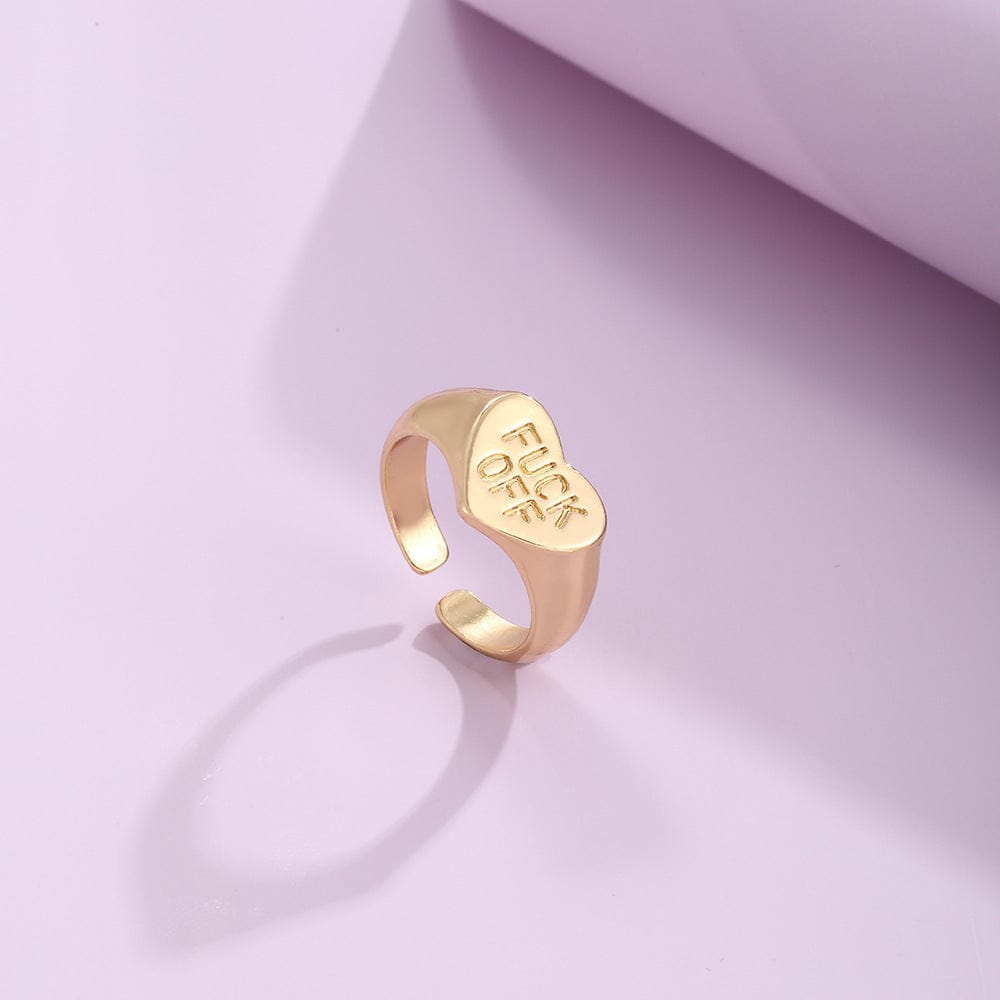 Shaped Rings Vintage Alloy Letter Cutout Heart Rings Set Of Four BENNYS 