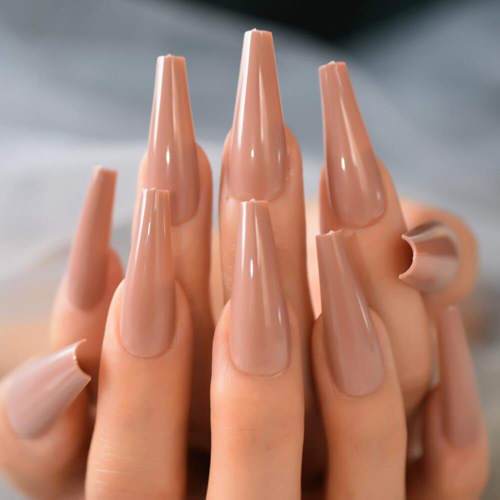 Shiny Coffin False Nail Soild Color Salon Smooth Long Nail Tips BENNYS 