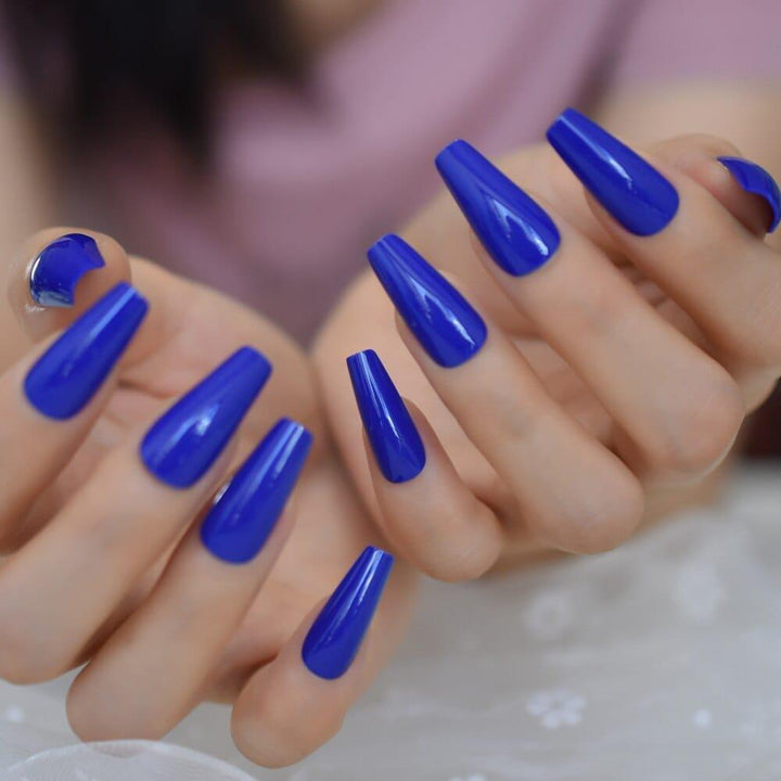 Shiny Coffin False Nail Soild Color Salon Smooth Long Nail Tips BENNYS 