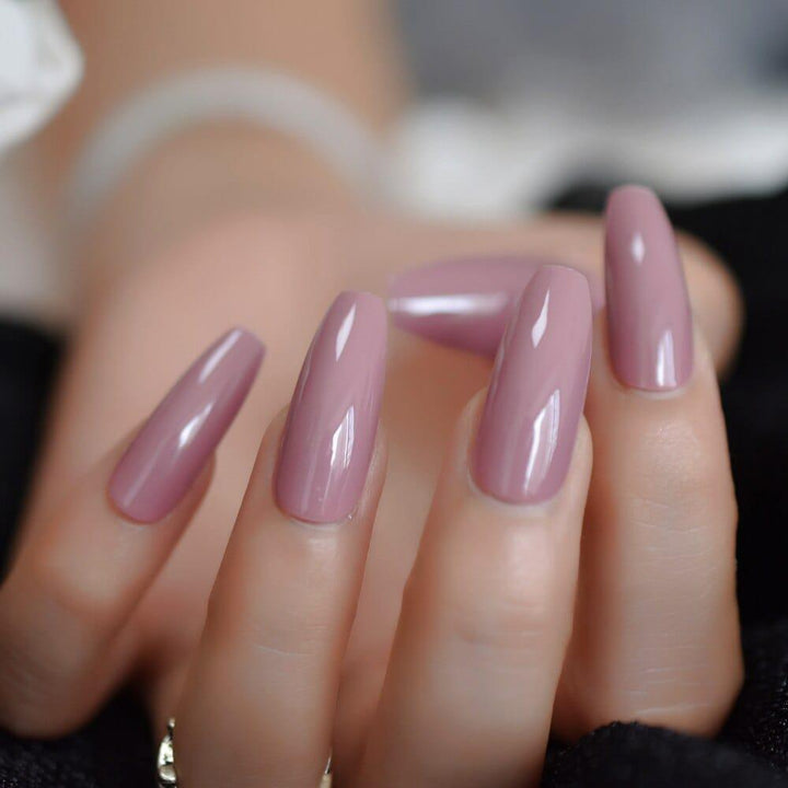 Shiny Coffin False Nail Soild Color Salon Smooth Long Nail Tips BENNYS 