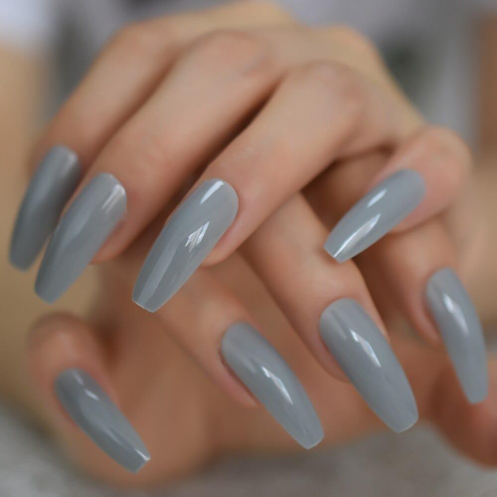 Shiny Coffin False Nail Soild Color Salon Smooth Long Nail Tips BENNYS 