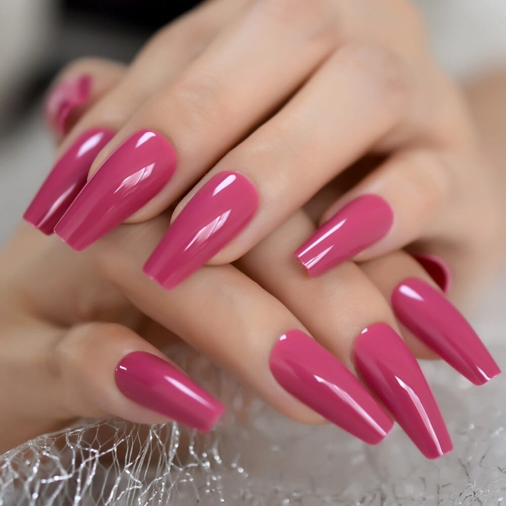 Shiny Coffin False Nail Soild Color Salon Smooth Long Nail Tips BENNYS 