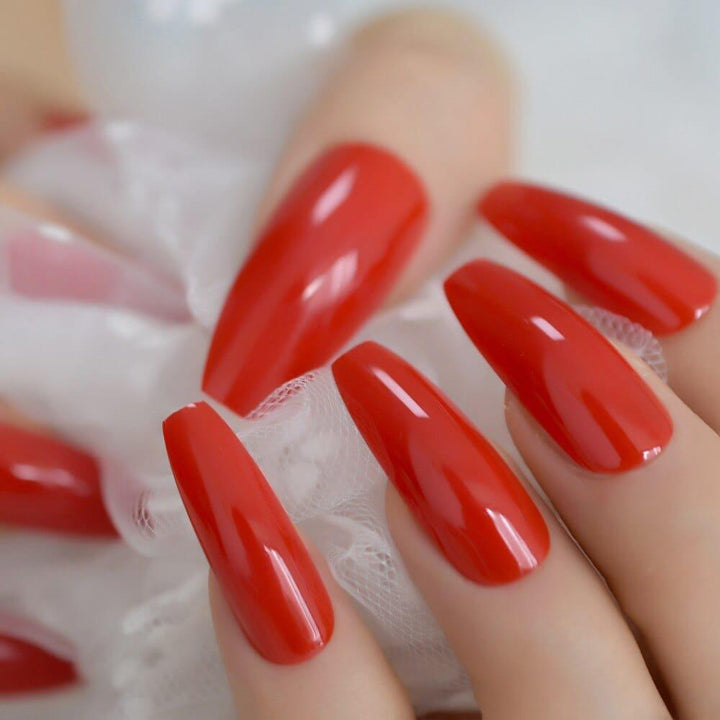 Shiny Coffin False Nail Soild Color Salon Smooth Long Nail Tips BENNYS 