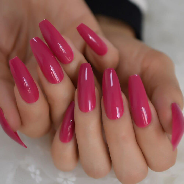 Shiny Coffin False Nail Soild Color Salon Smooth Long Nail Tips BENNYS 