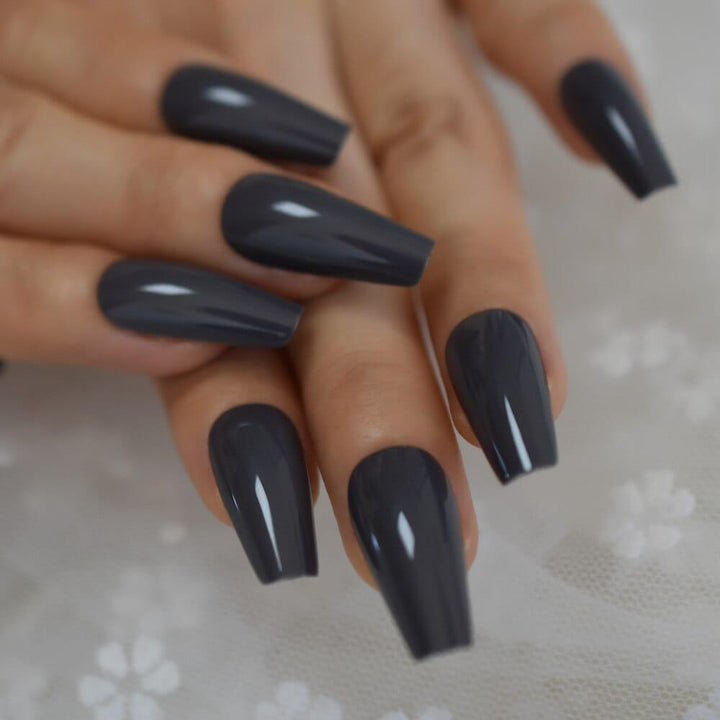 Shiny Coffin False Nail Soild Color Salon Smooth Long Nail Tips BENNYS 