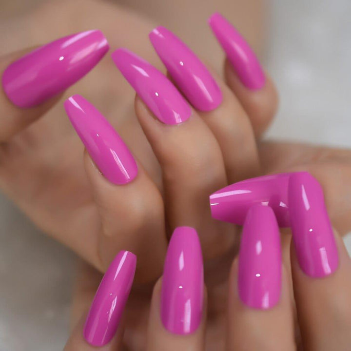 Shiny Coffin False Nail Soild Color Salon Smooth Long Nail Tips BENNYS 