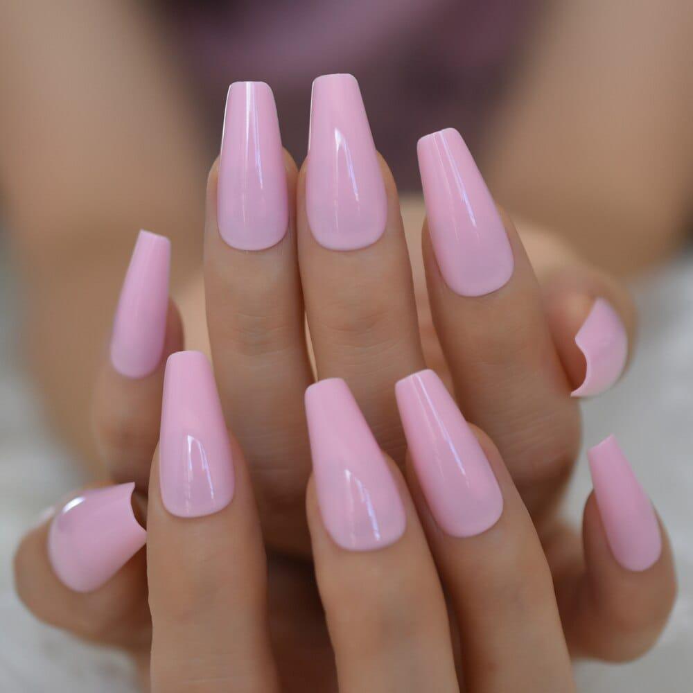 Shiny Coffin False Nail Soild Color Salon Smooth Long Nail Tips BENNYS 