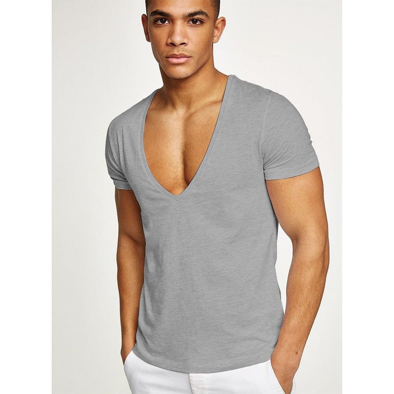 Shirts Men Deep V Neck Short Sleeve Summer Streetwear Casual T Shirt BENNYS 