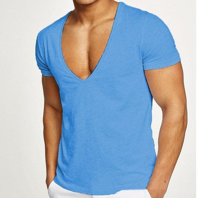 Shirts Men Deep V Neck Short Sleeve Summer Streetwear Casual T Shirt BENNYS 