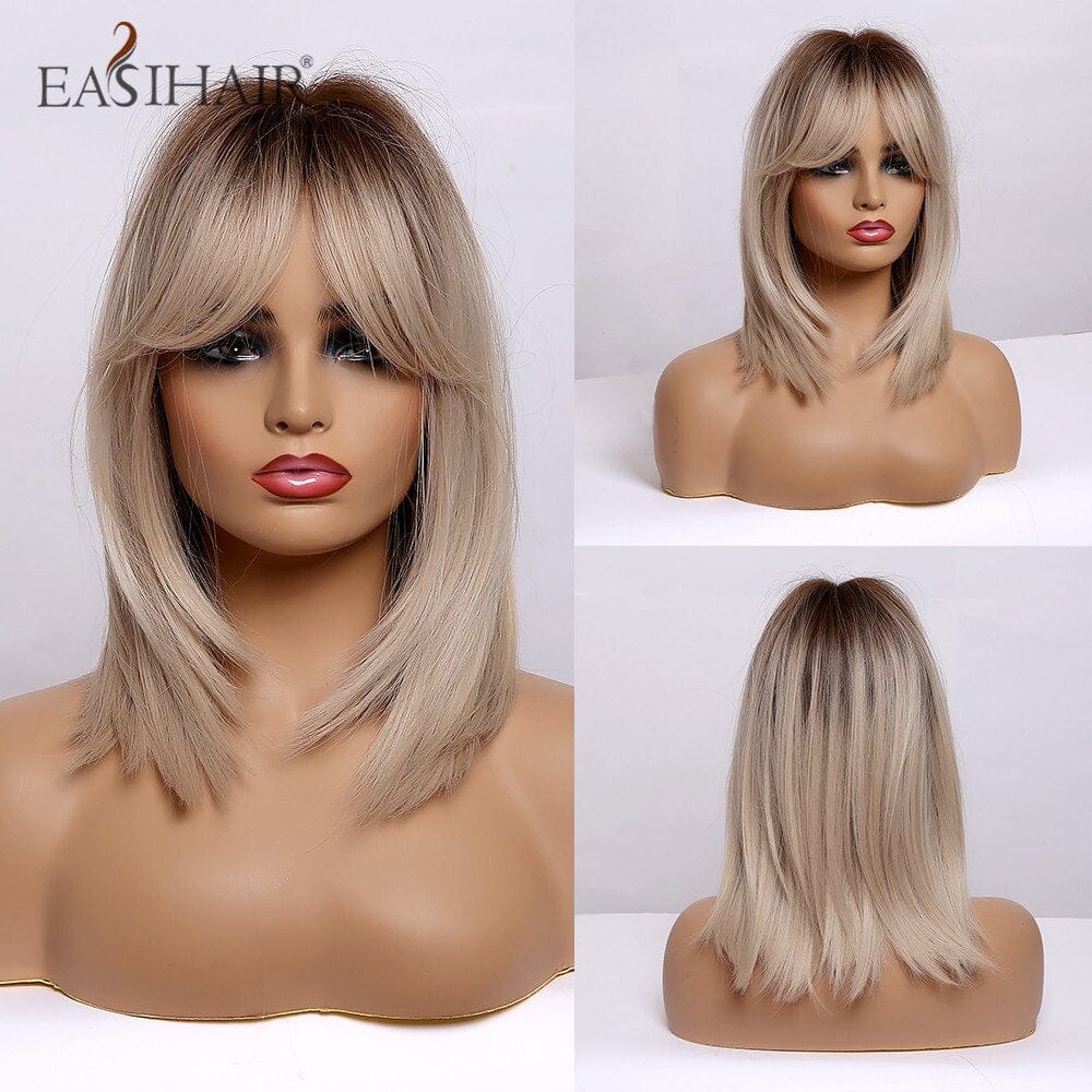 Short Blonde Ombre Bob Heat Resistant Wigs for Women BENNYS 