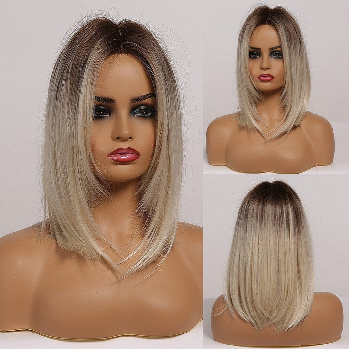 Short Blonde Ombre Bob Heat Resistant Wigs for Women BENNYS 