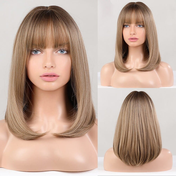 Short Blonde Ombre Bob Heat Resistant Wigs for Women BENNYS 