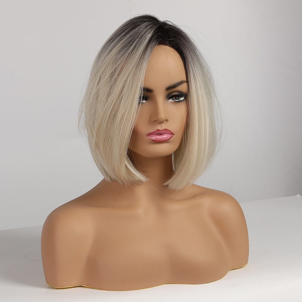 Short Blonde Ombre Bob Heat Resistant Wigs for Women BENNYS 