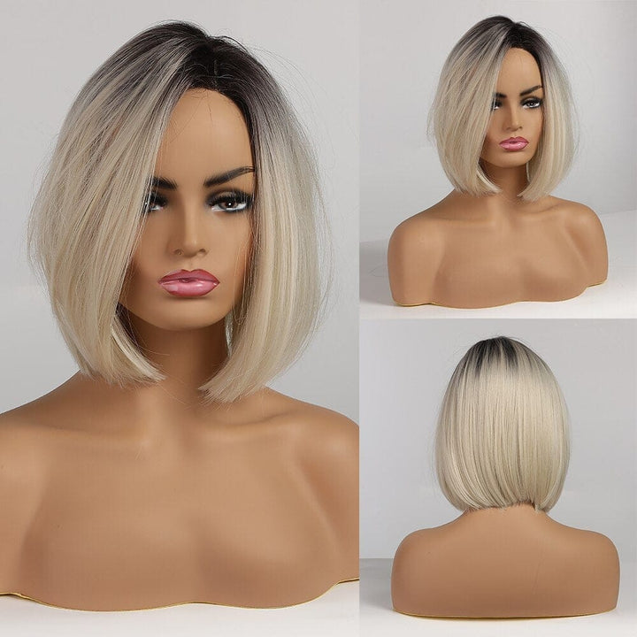 Short Blonde Ombre Bob Heat Resistant Wigs for Women BENNYS 