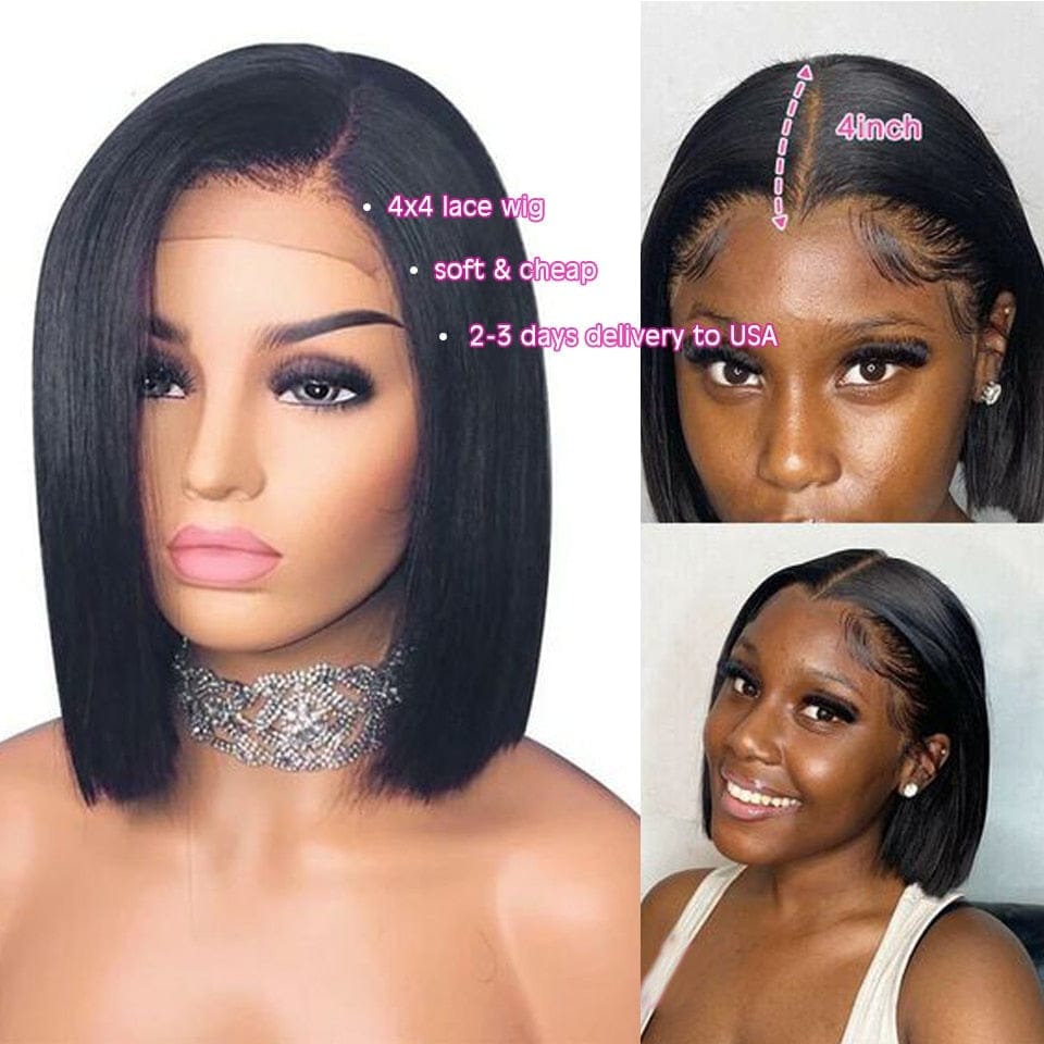 Short Bob Human Hair Wigs Brazilian 13X4 Lace Front Wigs Bennys