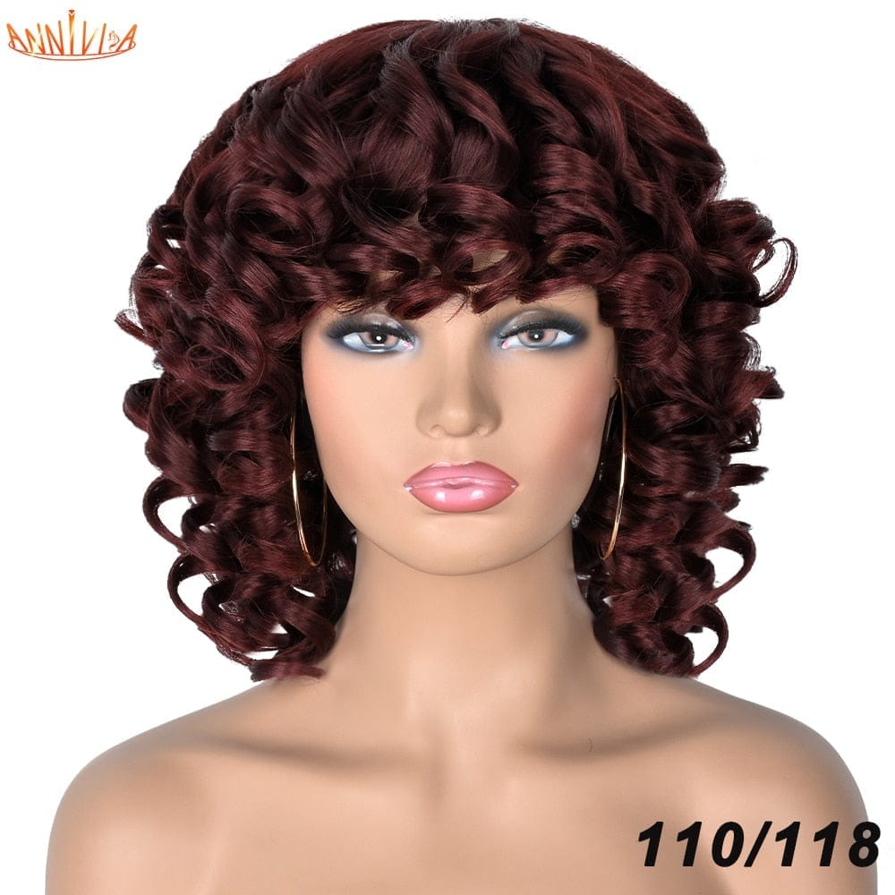 Short Hair Afro Curly Synthetic Ombre Glueless Cosplay Wigs BENNYS 