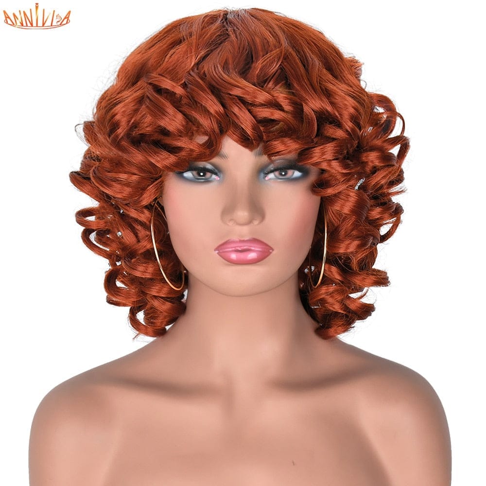 Short Hair Afro Curly Synthetic Ombre Glueless Cosplay Wigs BENNYS 