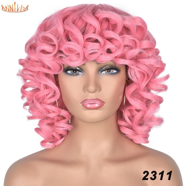 Short Hair Afro Curly Synthetic Ombre Glueless Cosplay Wigs BENNYS 