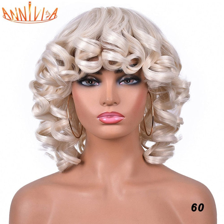 Short Hair Afro Curly Synthetic Ombre Glueless Cosplay Wigs BENNYS 