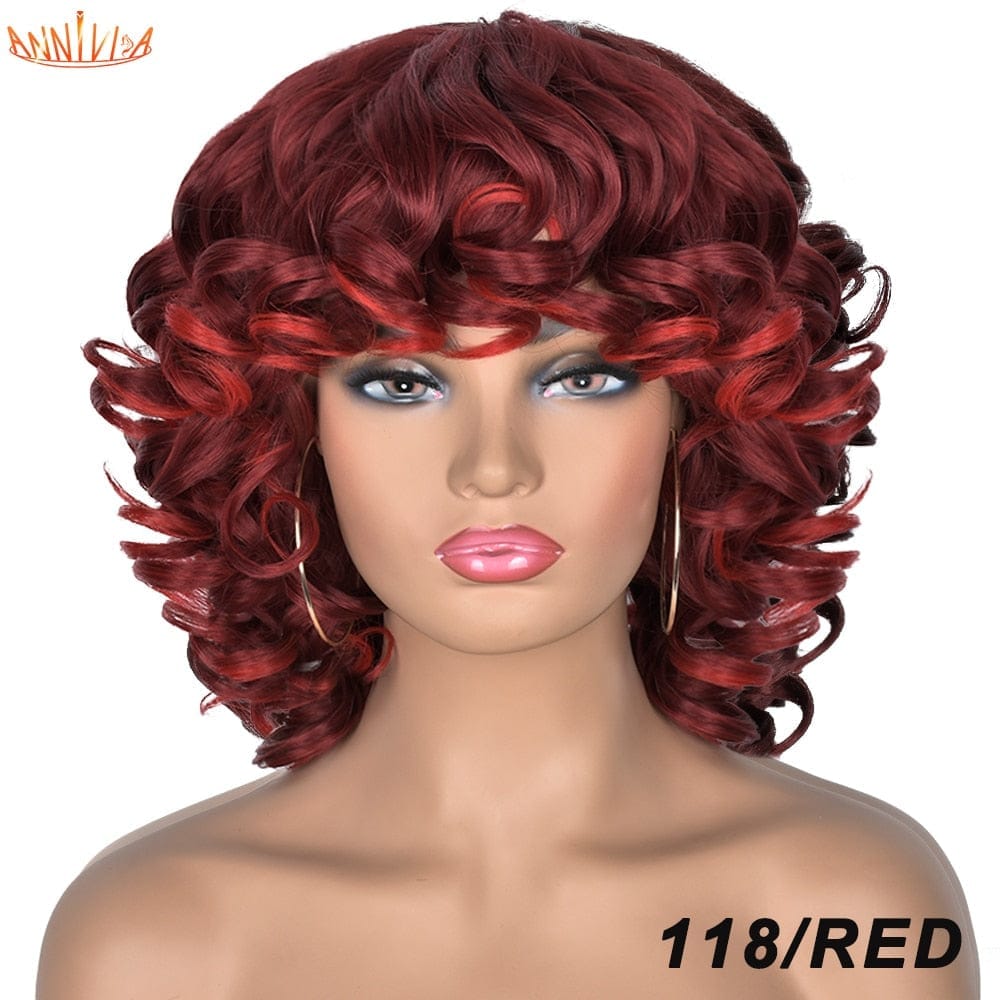 Short Hair Afro Curly Synthetic Ombre Glueless Cosplay Wigs BENNYS 