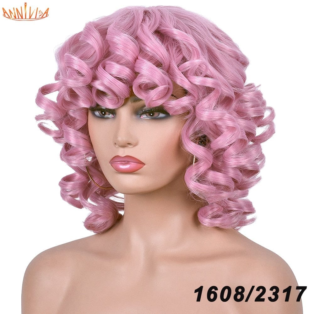 Short Hair Afro Curly Synthetic Ombre Glueless Cosplay Wigs BENNYS 