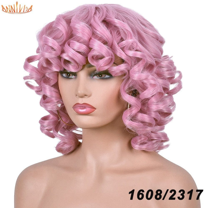 Short Hair Afro Curly Synthetic Ombre Glueless Cosplay Wigs BENNYS 