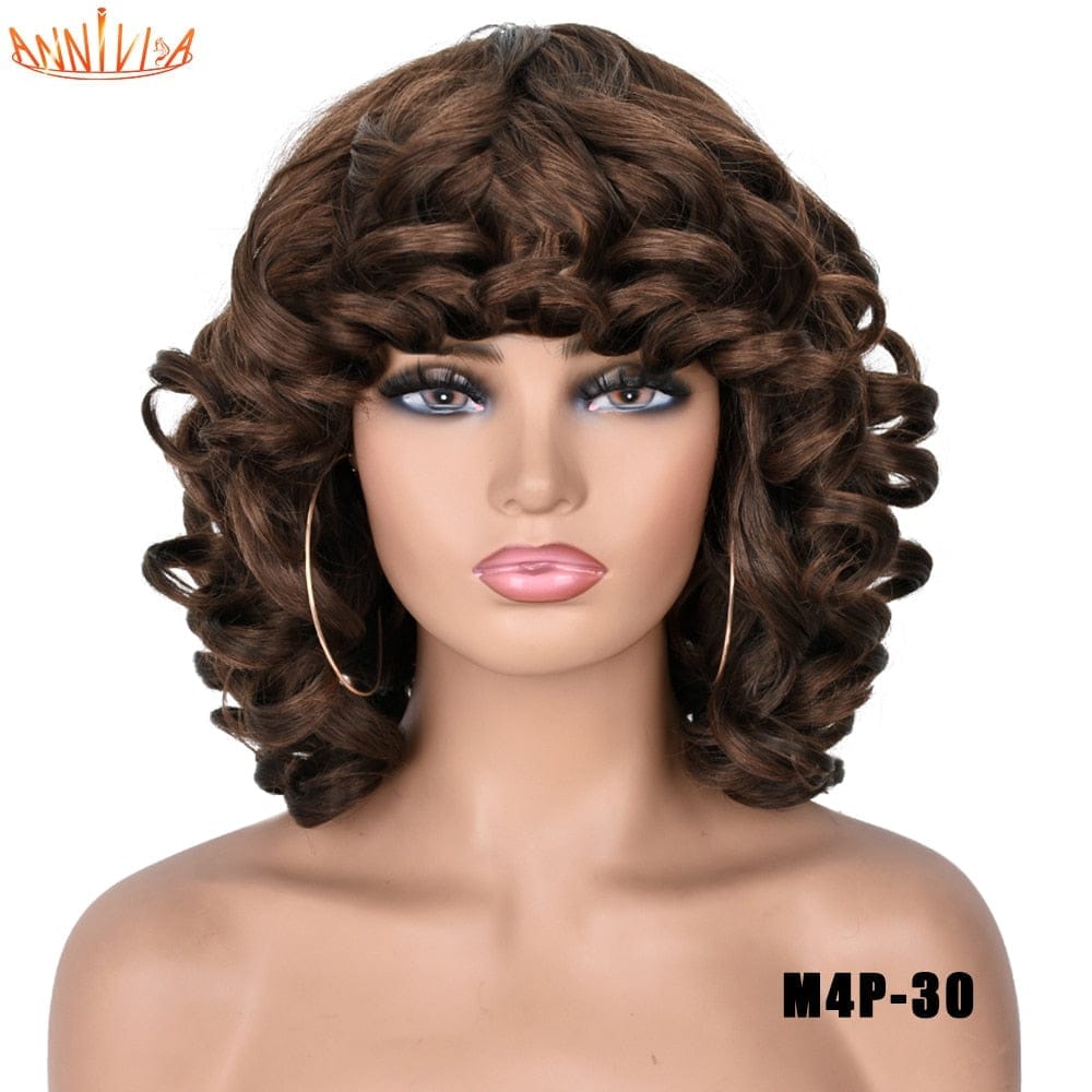 Short Hair Afro Curly Synthetic Ombre Glueless Cosplay Wigs BENNYS 