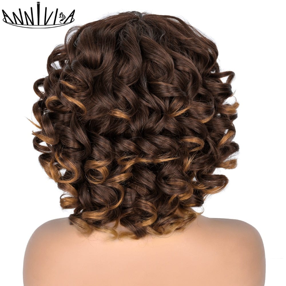 Short Hair Afro Curly Synthetic Ombre Glueless Cosplay Wigs BENNYS 