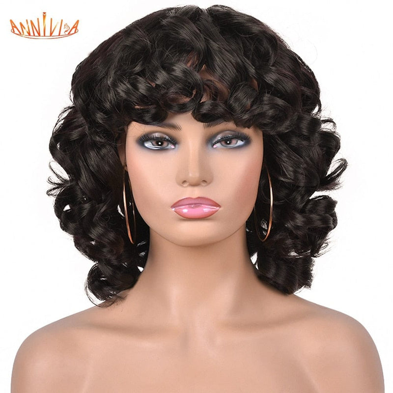 Short Hair Afro Curly Synthetic Ombre Glueless Cosplay Wigs BENNYS 