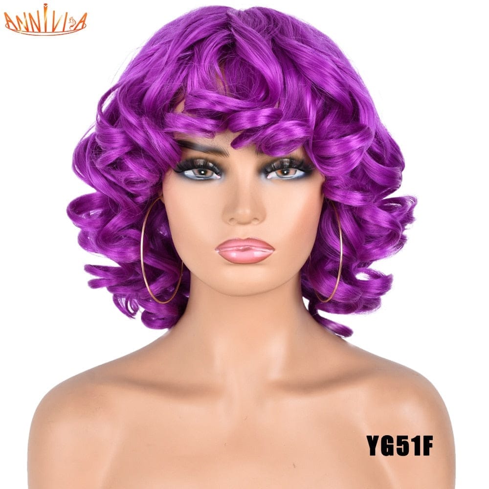 Short Hair Afro Curly Synthetic Ombre Glueless Cosplay Wigs BENNYS 