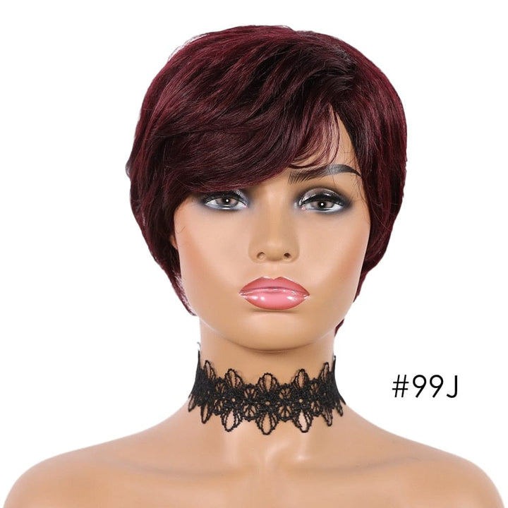 Short Human Hair Wigs Pixie Cut Straight Remy Brazilian Hair BENNYS 