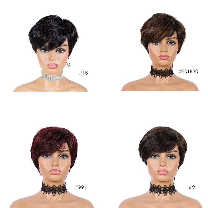 Short Human Hair Wigs Pixie Cut Straight Remy Brazilian Hair BENNYS 