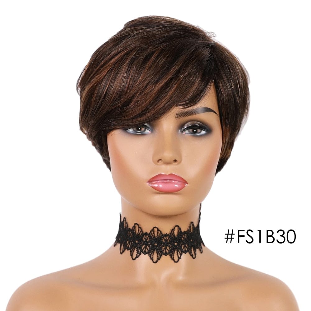 Short Human Hair Wigs Pixie Cut Straight Remy Brazilian Hair BENNYS 