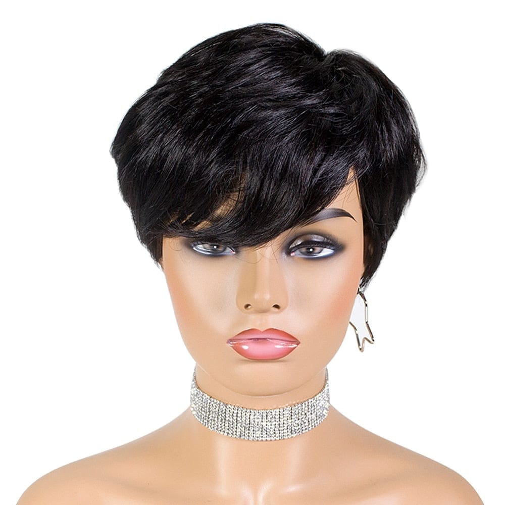 Short Human Hair Wigs Pixie Cut Straight Remy Brazilian Hair