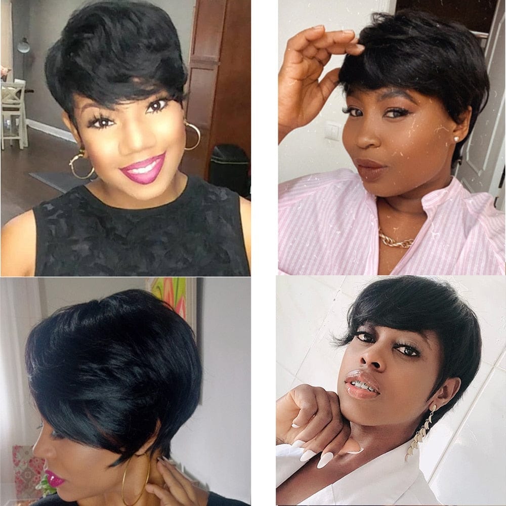 Short Human Hair Wigs Pixie Cut Straight Remy Brazilian Hair BENNYS 