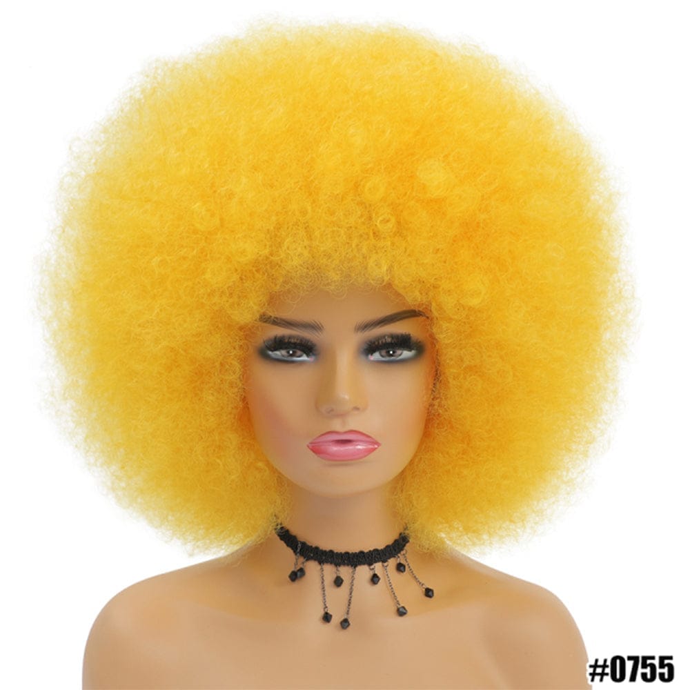 Short Kinky Curly Afro Wig With Bangs Ombre Synthetic Hair For Women BENNYS 