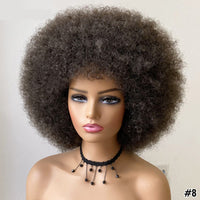 Short Kinky Curly Afro Wig With Bangs Ombre Synthetic Hair For Women BENNYS 