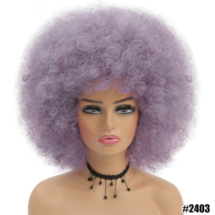 Short Kinky Curly Afro Wig With Bangs Ombre Synthetic Hair For Women BENNYS 